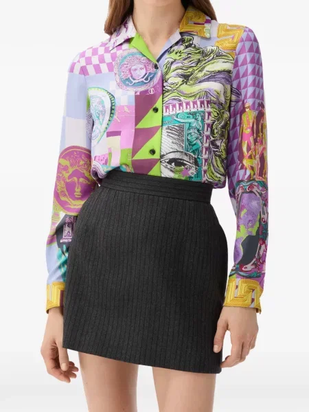 Cămașă Versace de mătase violet