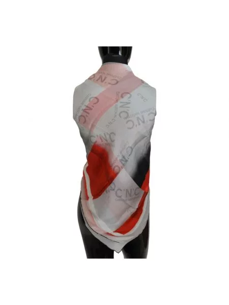 Jedwabna szal Costume National w kratę szara