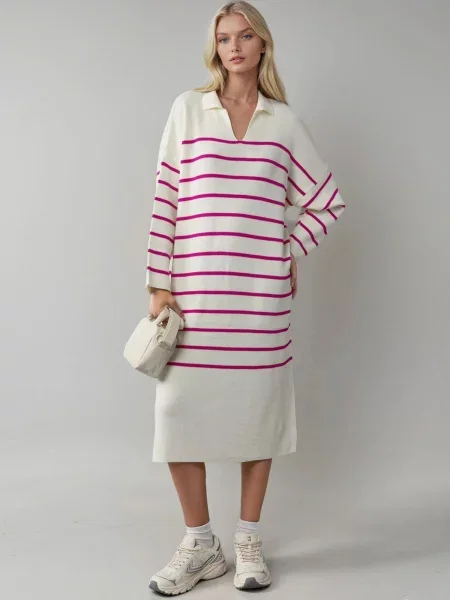 My fashion Kötött ruhák Strickkleider magenta