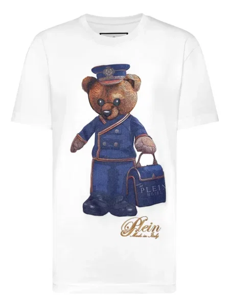 Tricou Philipp Plein cu imagine teddy alb