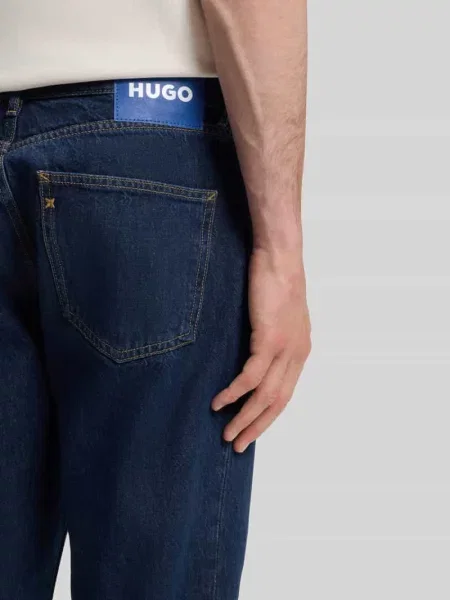 Jeansy o kroju straight fit z czystej bawełny model JONAH' Hugo Blue niebieskie