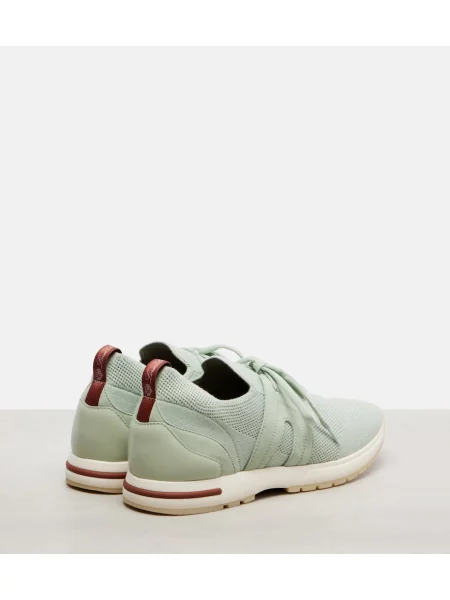 Sneakerși Loro Piana din piele de căprioară verde