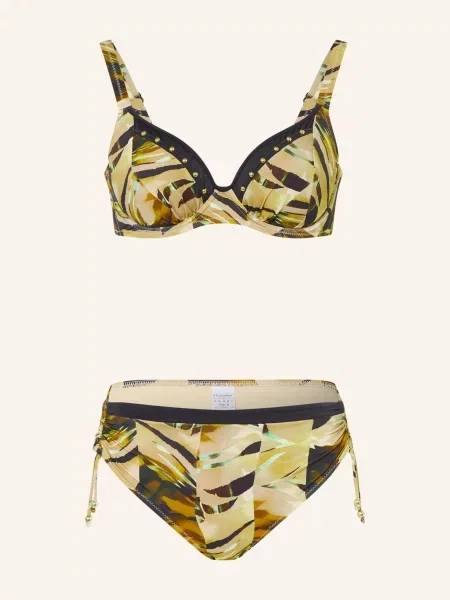 Charmline Bikiny S Kosticemi Desert Lines olivová / zelená černá