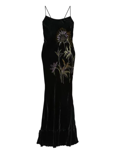 Rochie Forte_forte cu broderie de catifea de costum albastru