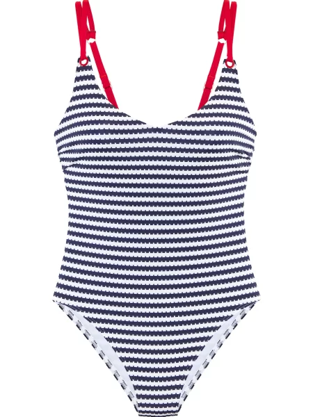 S.Oliver Costum de baie întreg albastru marin / roşu închis alb