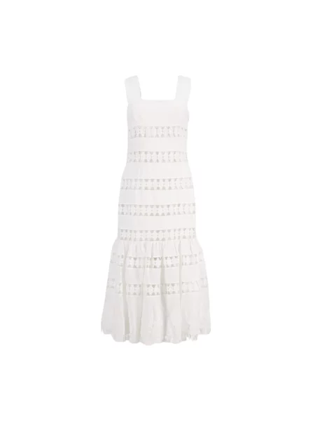 Sukienka midi Zimmermann koronkowa elegancka do kolan beżowa