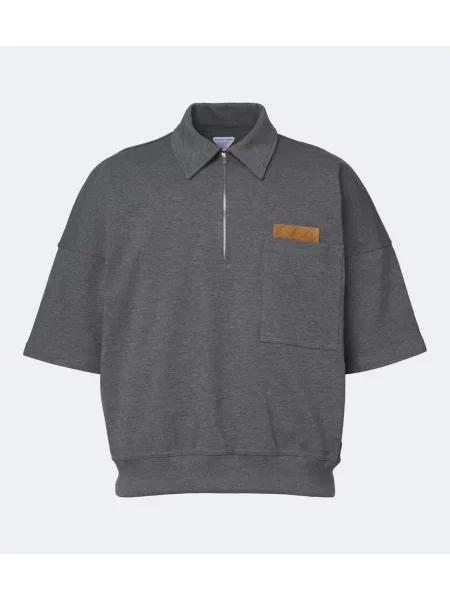 Tricou polo Bottega Veneta gri