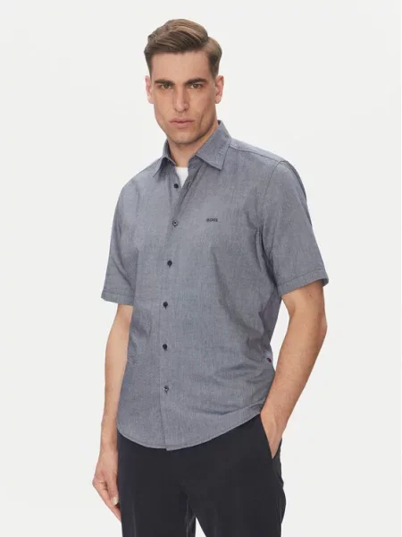 BOSS Orange koszula granatowy regular z kołnierzykiem klasycznym pomarańczowa
