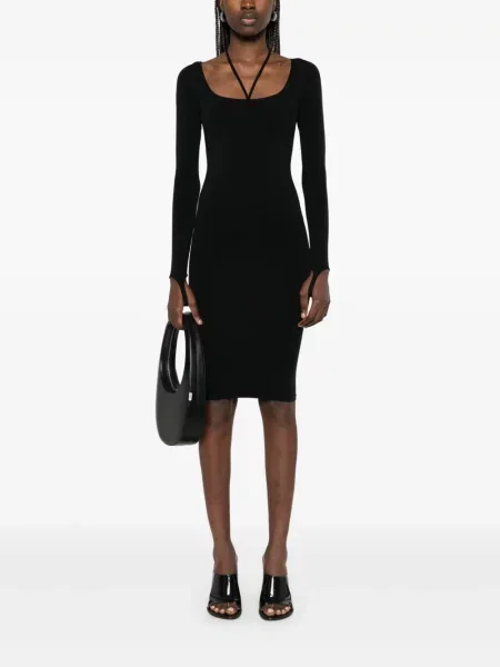 Rochie midi Andreadamo din jerseu până la genunchi de costum negru