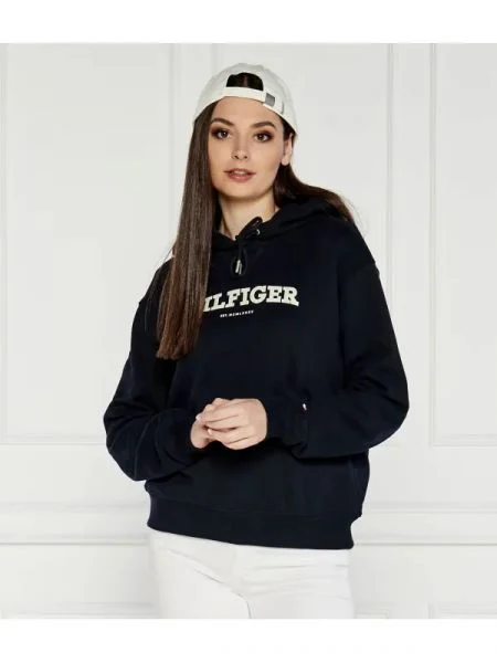 Tommy Hilfiger Pulóver REG MONOTYPE FLOCK kék