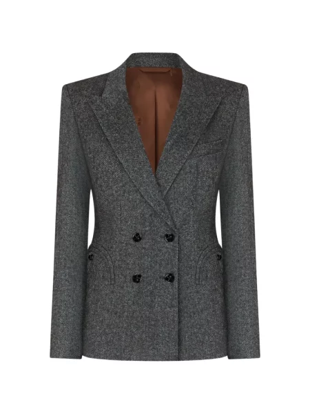 Sacou Blazé Milano cu model herringbone cu două rânduri de nasturi gri