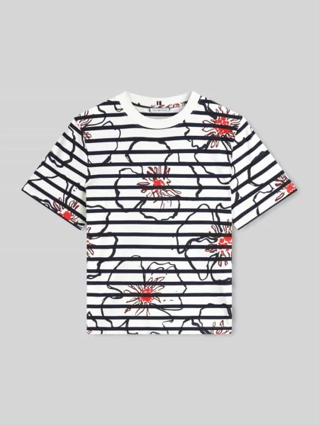 T-shirt o kroju regular fit model FLOWER GRAPHIC REG C-NK S' Tommy Hilfiger biała