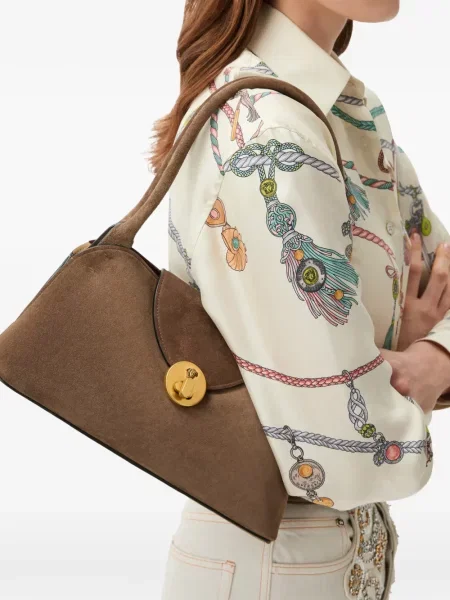 Geantă Versace din piele de căprioară maro