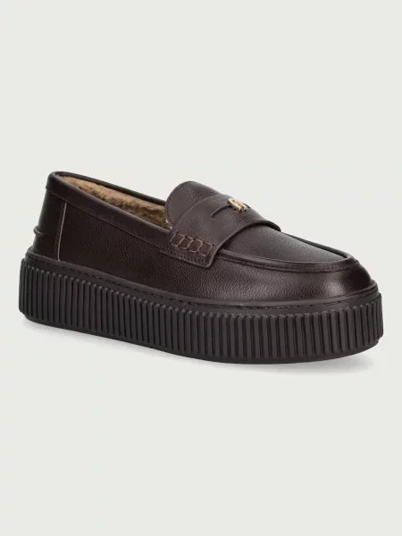 Furla mocasini pentru femei din piele Sky maro