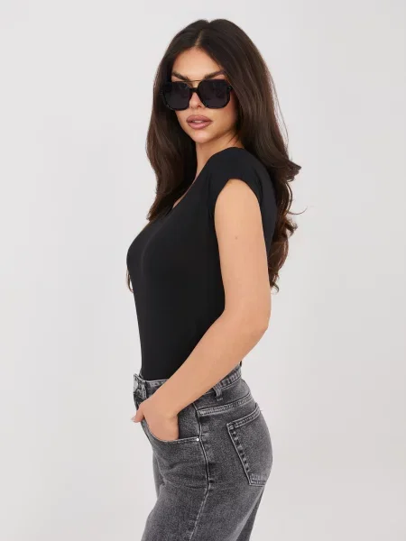 Tricou Sublevel cu decolteu în V negru