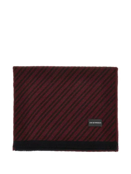 Fular Emporio Armani de lână cu dungi negru