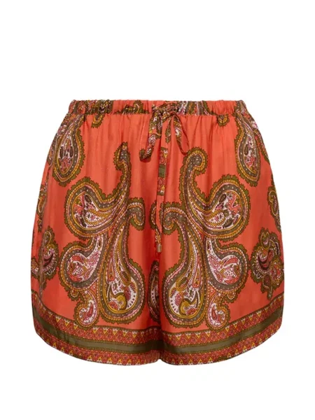 Pantaloni scurți Cara Cara cu imagine cu model paisley portocaliu