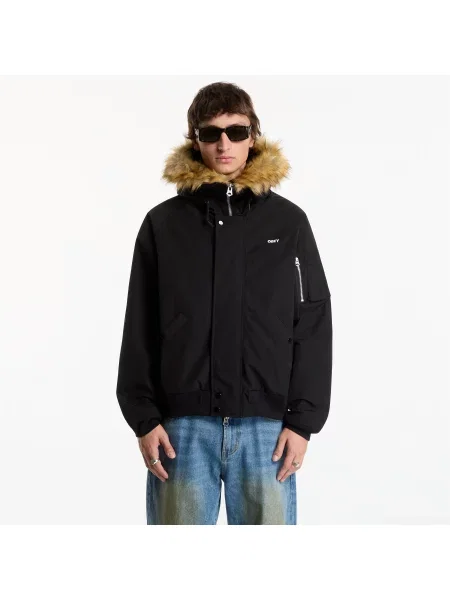 Jachetă Obey Short Parka Black L negru