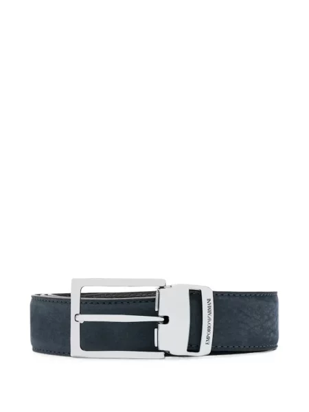 Curea Emporio Armani din piele cu autograf albastru