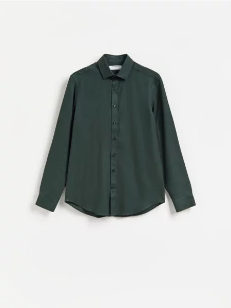 Reserved Cămașă slim fit din egiptean verde-închis verde