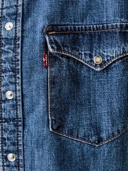 Levi's риза дамска от деним HERITAGE WESTERN DENIM синьо