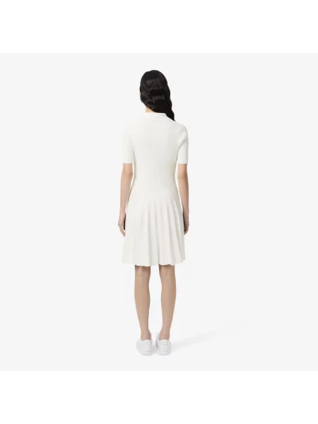 Lacoste Sukienka Z Kołnierzykiem Polo Z Krótkim Rękawem Relaxed Fit biała