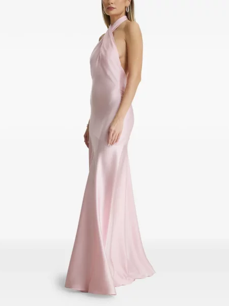 Rochie maxi Il Volo cu gât halter de costum roz