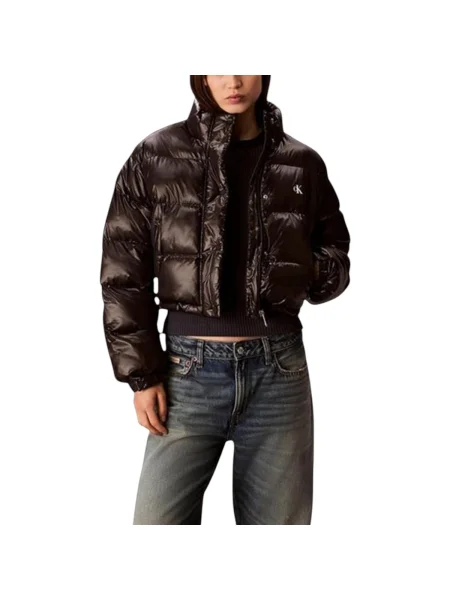 Decupat geacă de blugi Calvin Klein Jeans negru
