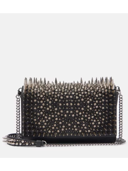 Usnjena pisemska torbica Christian Louboutin črna