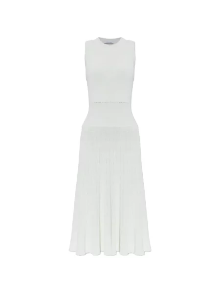 Rochie midi Lacoste fără mâneci tricotate alb