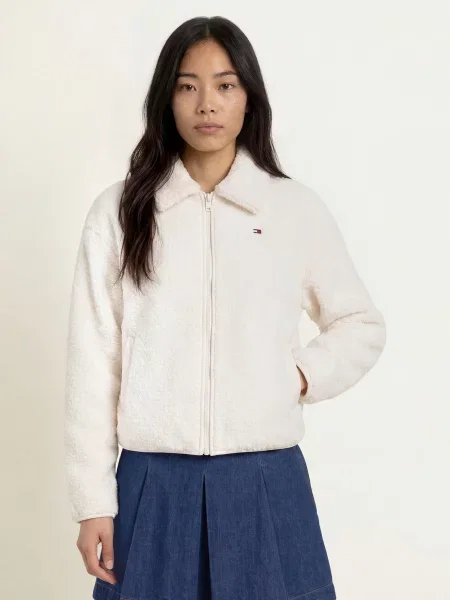 Tommy Jeans Bunda Z Plyšové Kožešiny režná