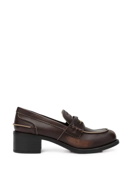 Pantofi loafer Miu Miu din piele maro
