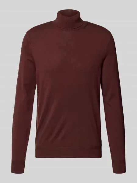 Sweter z golfem z mieszanki model „Nick” Cinque bordowy