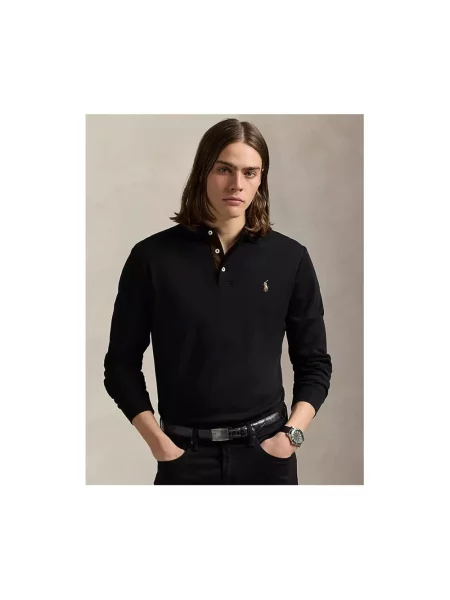 Koszulka polo o kroju slim fit z czystej bawełny Polo Ralph Lauren czarna