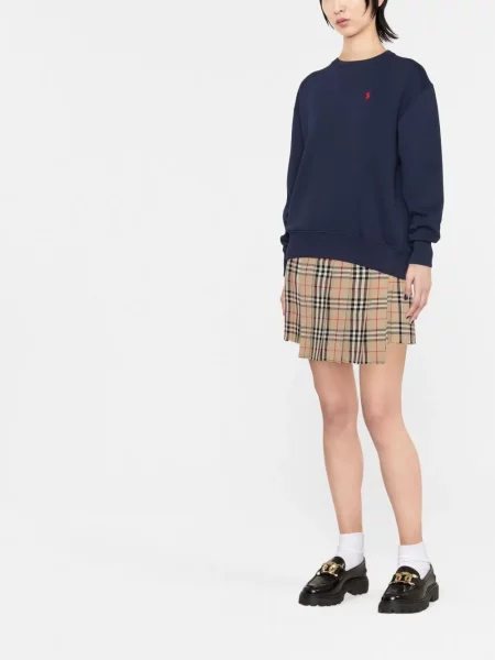 Plačiakojis siuvinėta polo marškinėliai Polo Ralph Lauren apkarpytas mėlyna