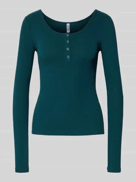 Bluzka z długim rękawem o kroju slim fit z mieszanki bawełny model ‘KITTE’ Pieces