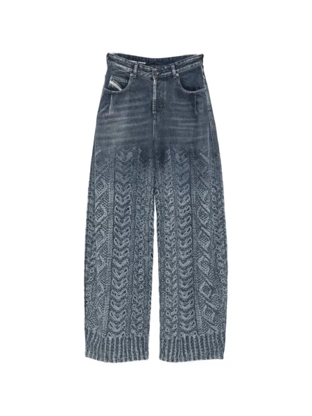 Blugi cu picior larg Diesel tricotate cu imagine albastru