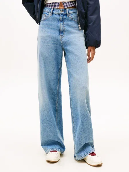 Tommy Jeans Blugi Claire Wide Leg albastru