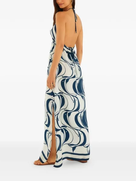Halter nyakú maxi ruha Farm Rio nyomtatás kék