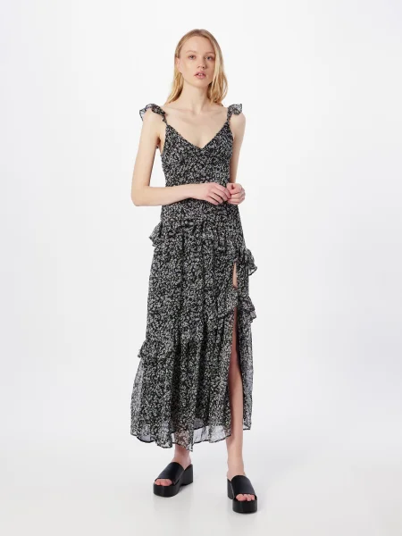 Nasty Gal Rochie verde / negru / murdar alb