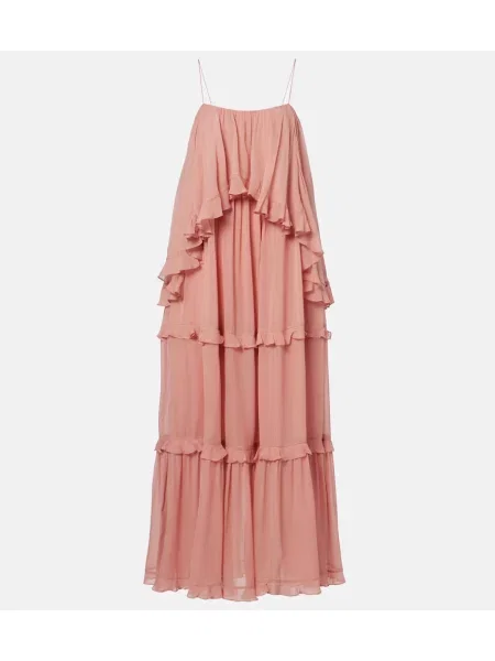 Rochie maxi Zimmermann cu volane roz