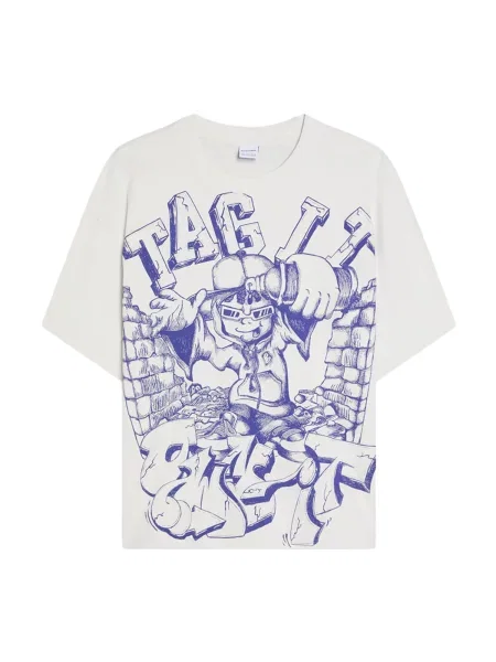 Bershka Majica modra bela