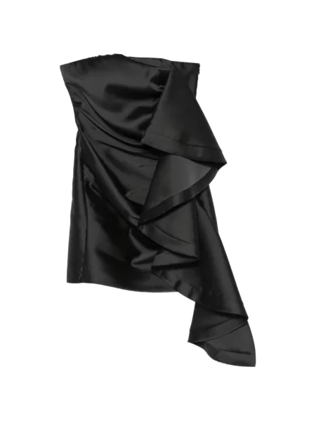 Rochie mini Simona Corsellini cu volane fără bretele negru