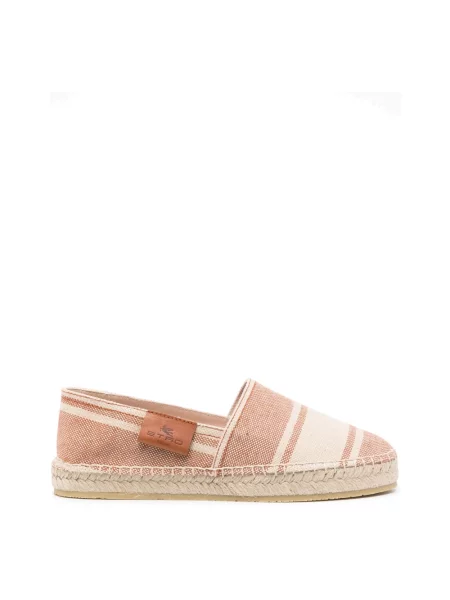 Espadryle Etro w paski z paskiem brązowe