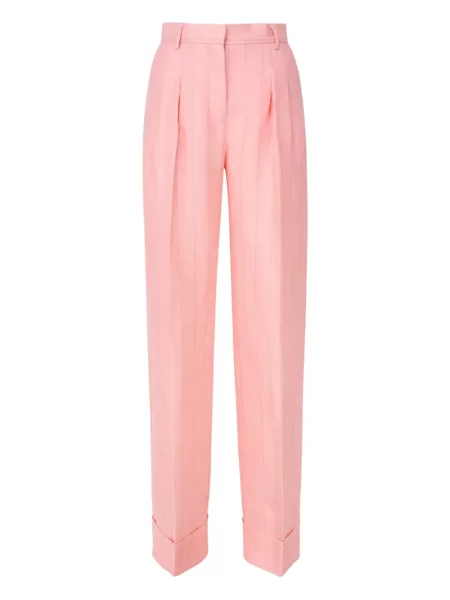 Pantaloni The Andamane cu dungi plisate roz