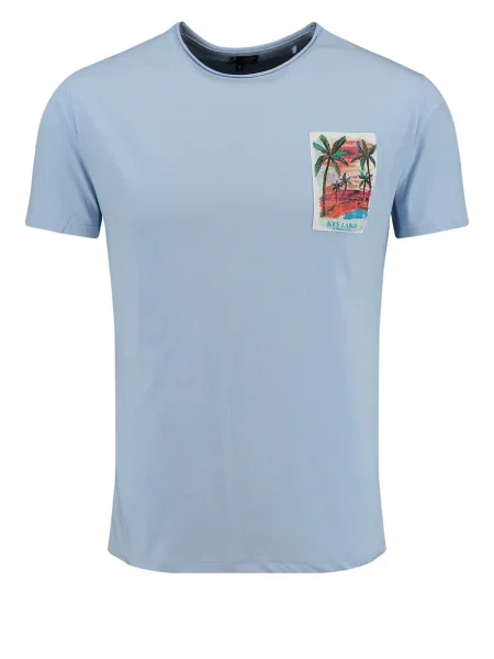 Key Largo Tricou Vibes albastru deschis / verde închis roșu