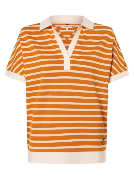 Tommy Hilfiger koszulka polo Kobiety Lyocell beżowy|pomarańczowy w S beżowy