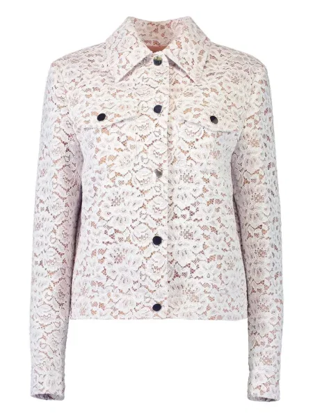 Podkoszulka Michael Kors Collection dzwony prążkowana w kwiatki biała