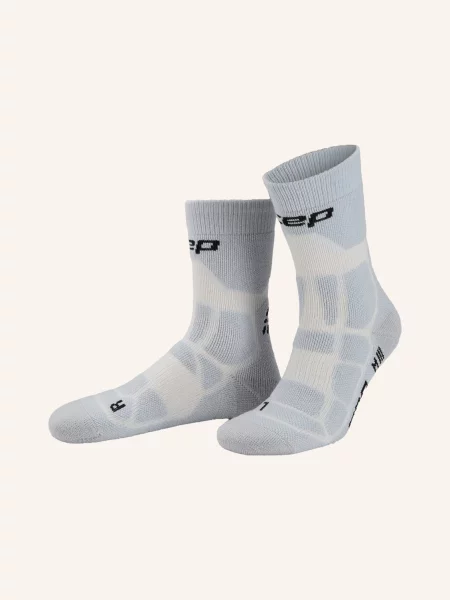 Cep Trekingové Ponožky Hiking Max Cushion Compression Mid Cut S Merino Vlnou světle šedá / krémová černá