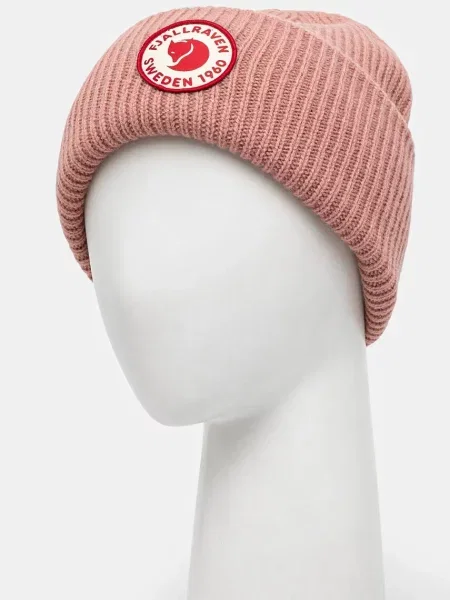 Шапка Fjallraven Logo з товстого трикотажу вовна рожевий